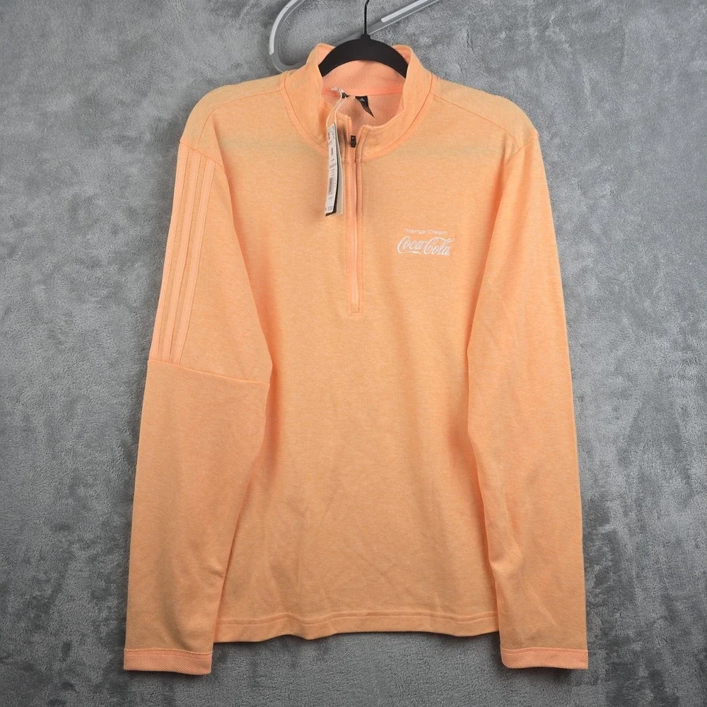 Adidas Coca Cola Orange Cream Golf Sweater Men's Medium Long Sleeve 1/4 Zip NWT